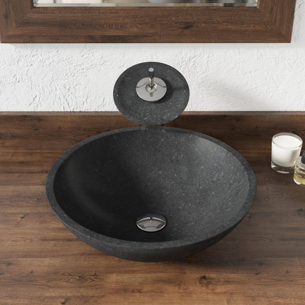 MR Direct Stone Vessel Sink in Honed Basalt Black Granite 854 The