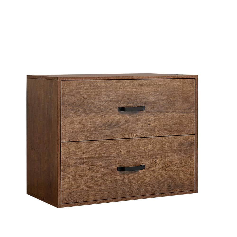 Rustic 2-Drawer Brown 24 in. H x 30.31 in. W x 16.54 in. D Engineered Wood Lateral File Cabinet