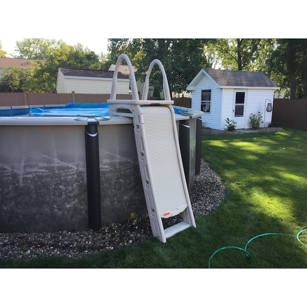 A-Frame Adjustable Roll-Guard Safety Above Ground Pool Ladder