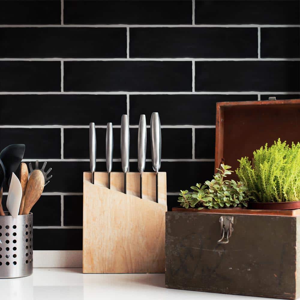 Castillo Matte Black 3" x 12" Ceramic Subway Wall Tile