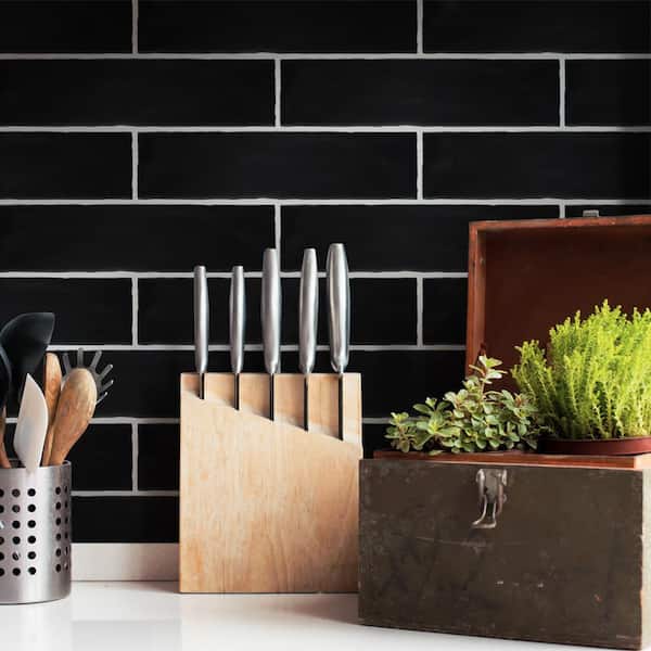Castillo Matte Black 3 in. x 12 in. Ceramic Wall Tile (5.72 sq. ft./Case)