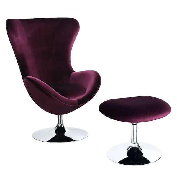 Eloise Purple Chair with Ottoman High Chair Back