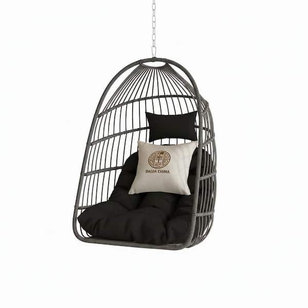 2.5 ft. Outdoor Gray HDPE Egg Hammock Chair for Outdoor Patio