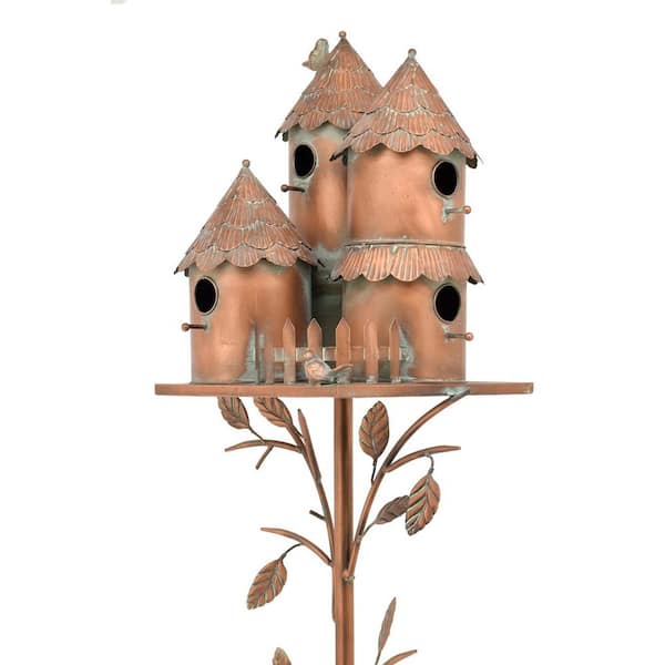 Zaer Ltd. 76.75 in. Tall Country Style Multi-Home Iron Birdhouse Stake Pipersville
