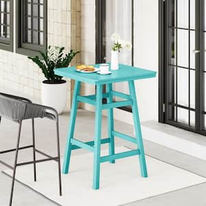 Laguna 30 in. Square HDPE Plastic All Weather Outdoor Patio Bar Height High Top Pub Table in Turquoise