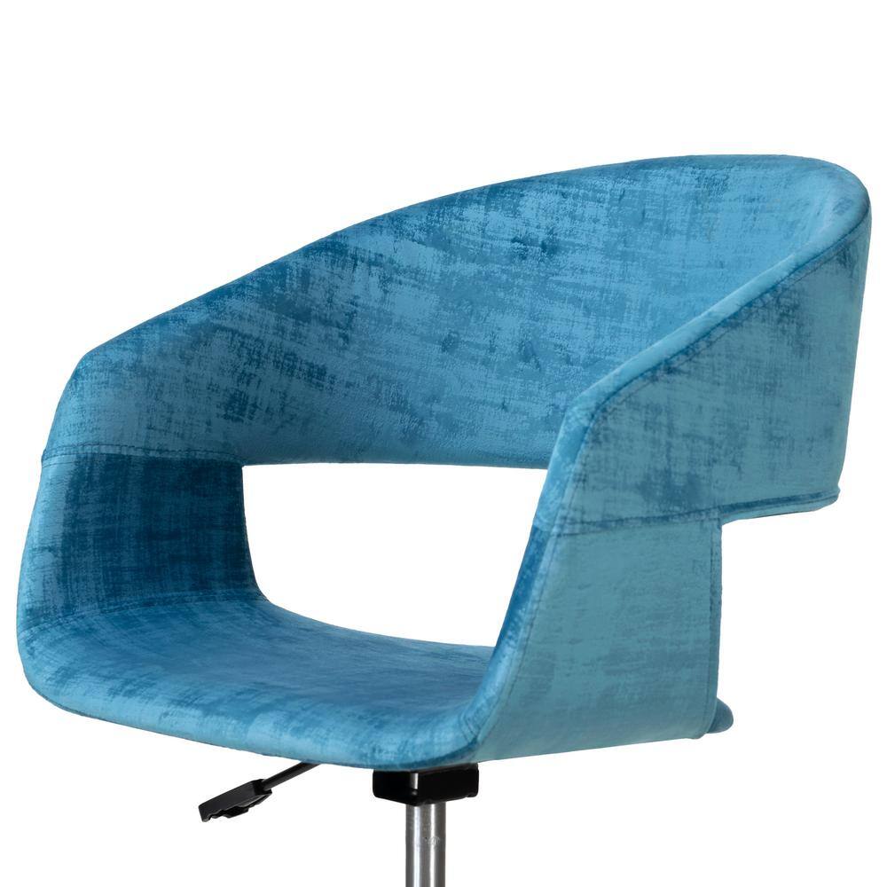 Turquoise Velvet Swivel Office Chair with Gold Base