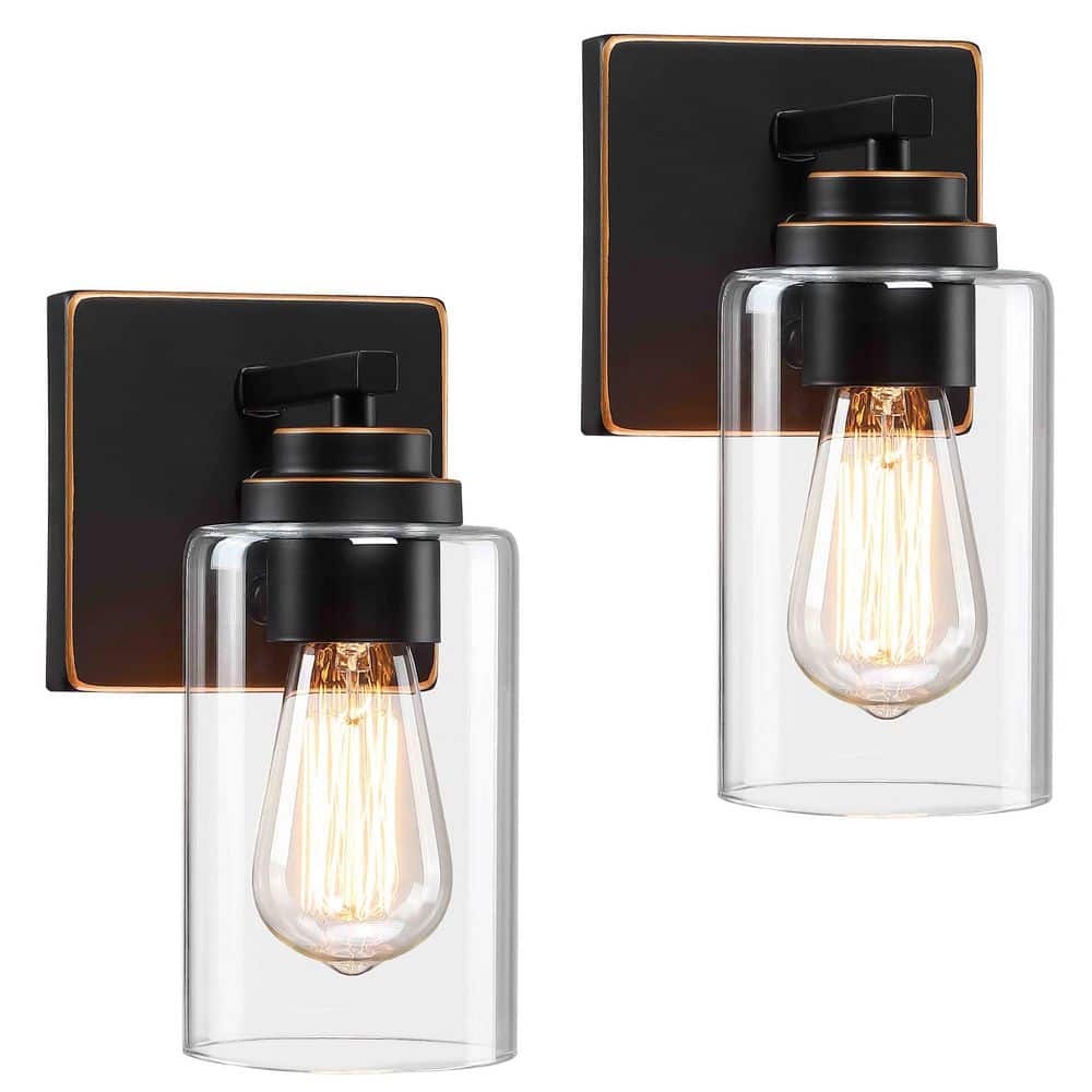 4.8 in. 1-Light Oil Rubbed Bronze Vanity Light with Clear Glass Shades (2-Pack) price history on PriceWatchPro