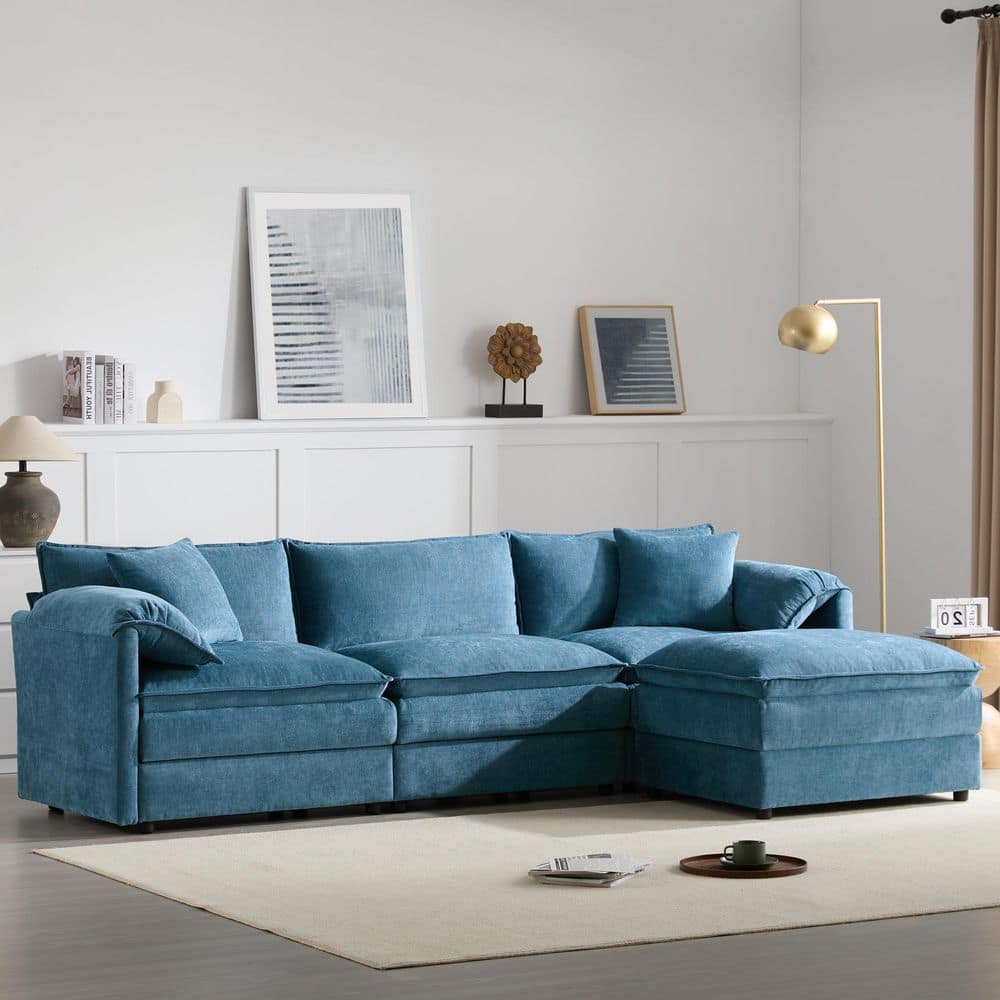 103.5 in. Double Cushions Chenille Modular U Shaped 4-Seat Sectional Sofa i