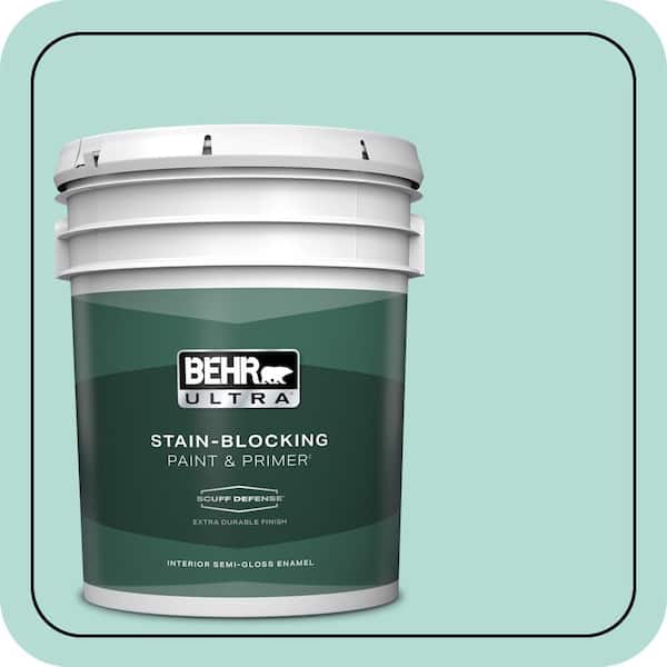 BEHR ULTRA 5 gal. #490C-3 Balmy Seas Extra Durable Semi-Gloss Enamel Interior Paint & Primer