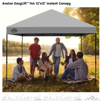 Yoli Avalon EasyLift 12 ft. x 12 ft. Instant Pop-Up Canopy Tent with Wheeled Carry Bag and Bonus 4 Anchor Bags White Top AVLN144WHTANCR