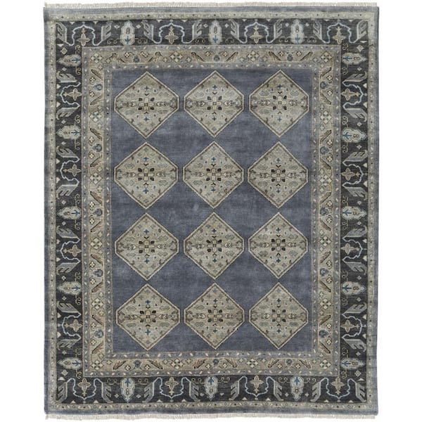 HomeRoots Blue and Gray Floral 9 ft. x 12 ft. Area Rug