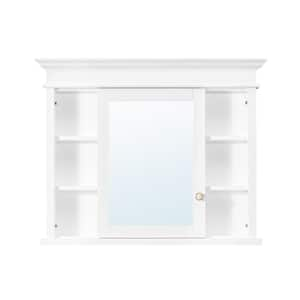 40 in. W x 32 in. H Recessed Mount Rectangular Wood Medicine Cabinet with Mirror