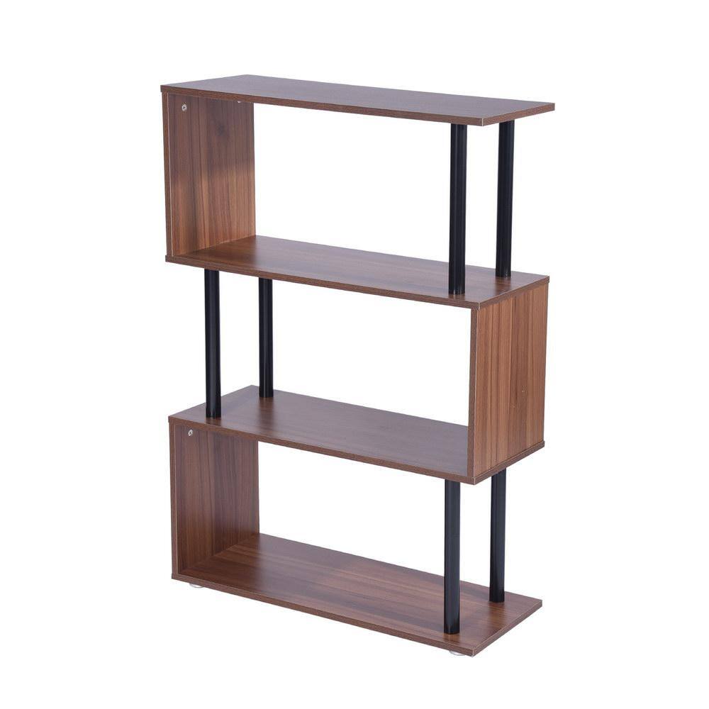 sumyeg Industrial 43.30 in. Brown Wood 4-Shelf Standard Bookcase ...