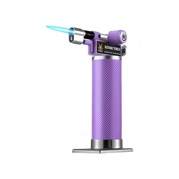 Metal, Purple Butane Torch Lighter with Dual Flame, Adjustable Flame, Refillable, For Baking (Butane Not Included)