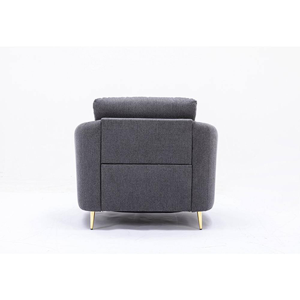 Yuina Gray Leather and Wood Accent Chair with Metal Legs