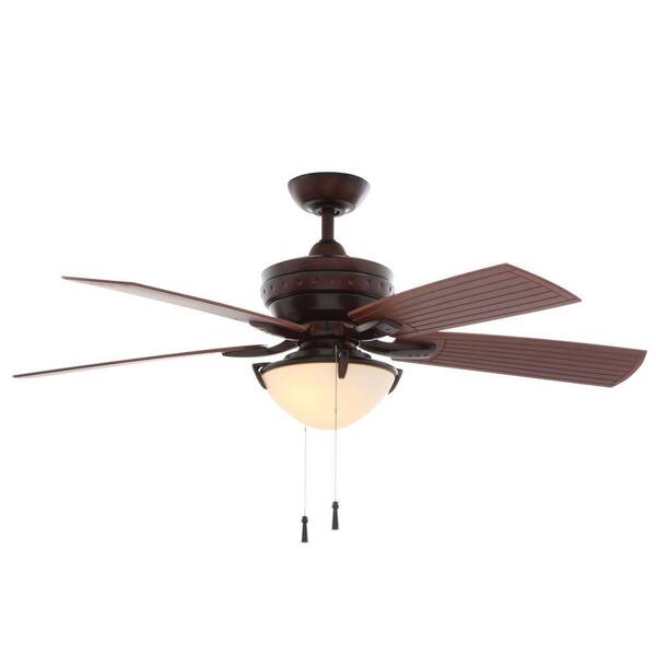 Hampton Bay Four Winds 54 in. Indoor/Outdoor Weathered Bronze Ceiling Fan with Light Kit