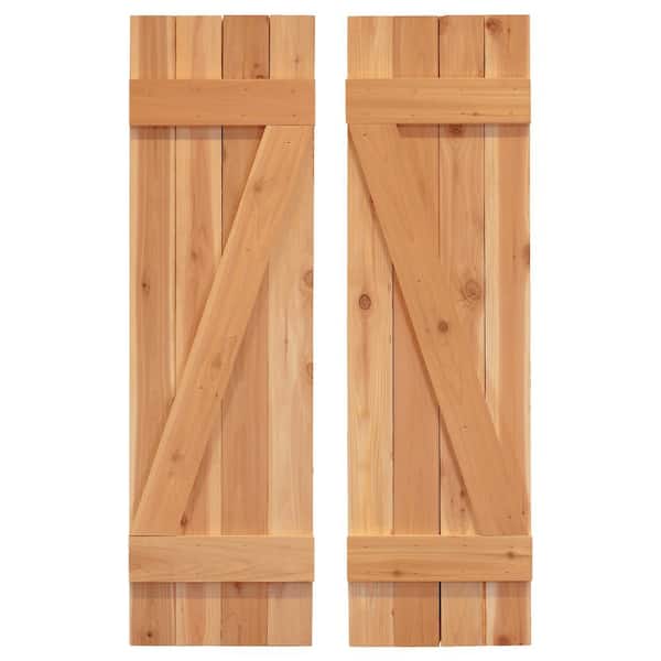 Dogberry Collections 14 in. x 48 in. Board and Batten Z Shutters Pair Dirty Blonde