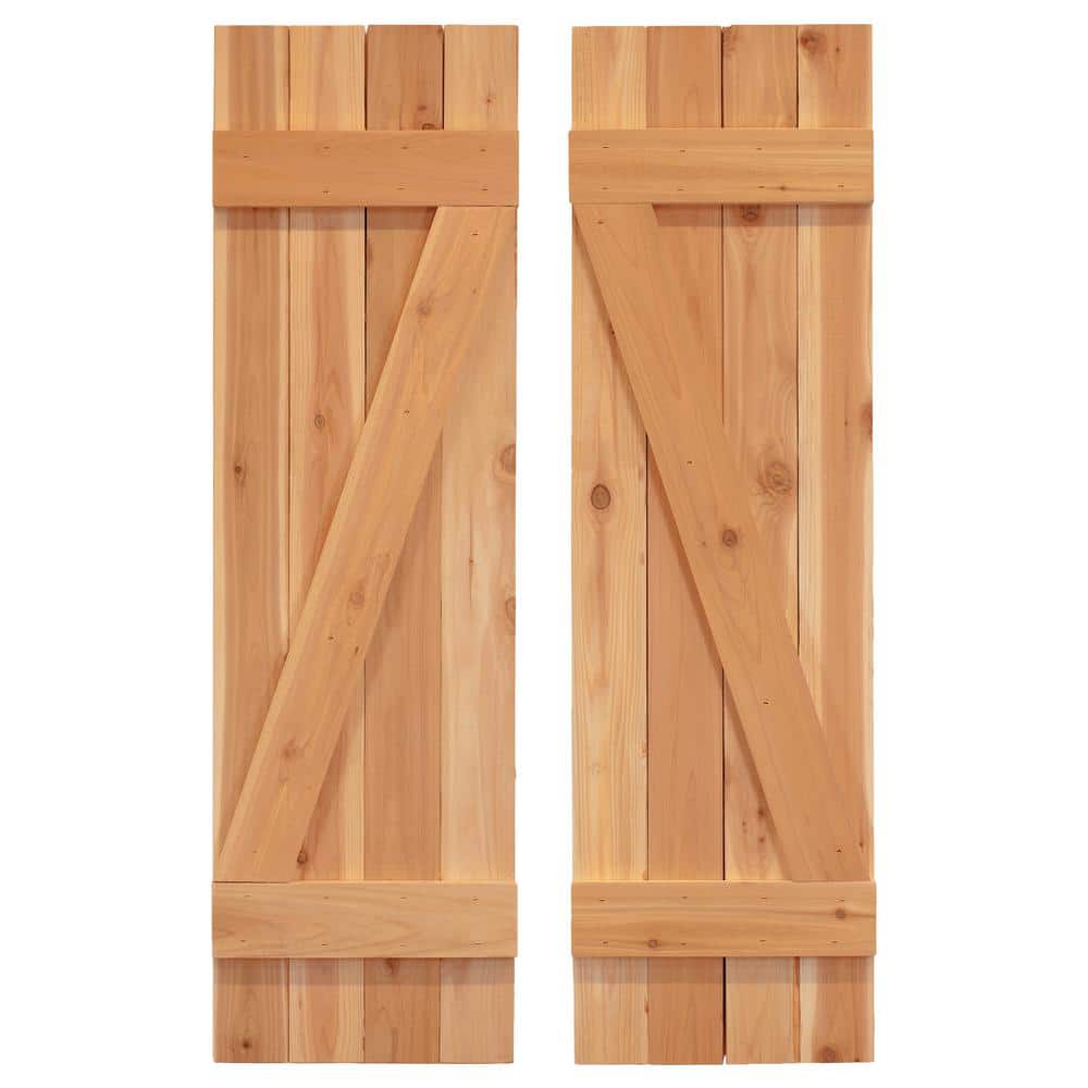 Dirty Blonde 72" Western Red Cedar Board and Batten Shutters (Set of 2)