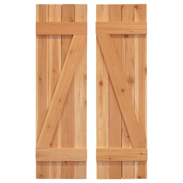 Dogberry Collections 14 in. x 72 in. Board and Batten Z Shutters Pair Dirty Blonde