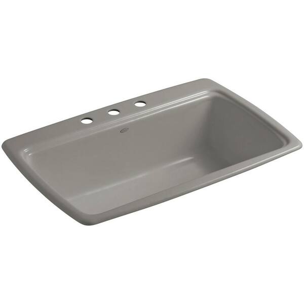 KOHLER Cape Dory Drop-In Cast-Iron 33 in. 3-Hole Single Bowl Kitchen Sink in Cashmere