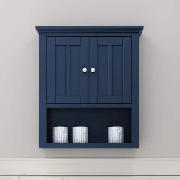 Home Decorators Collection FREMONT 23 in. W x 7 in. D x 26 in. H Bathroom Storage Wall Cabinet in Navy Blue
