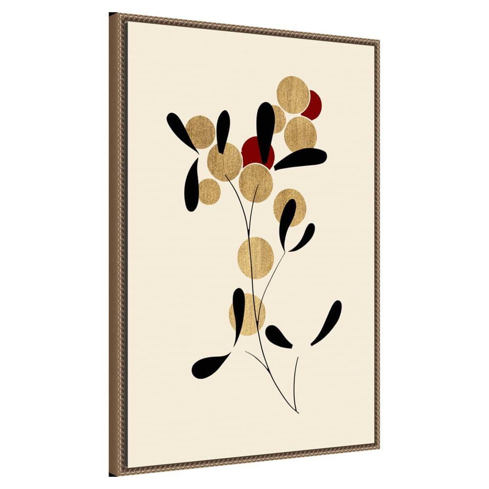 Large Abstract Botanic-Inspired Canvas Print with Bronze Frame