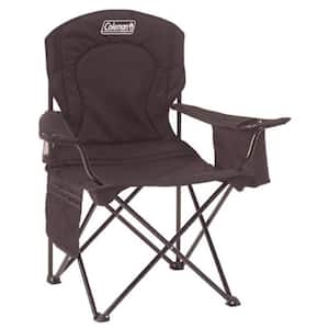 Steel Camping Chair with Built-In 4 Can Cooler in Black