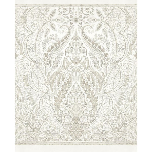 York Wallcoverings 4 Panels Beige Jaipur Paisley Damas Pre-Pasted Wallpaper Mural