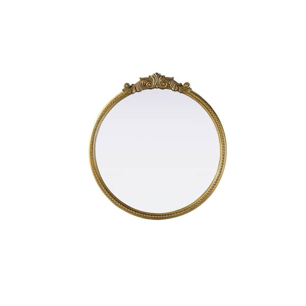 Unbranded Timeless Home Antique Brass 30 in. W x 32 in. H Vintage Resin Mirror
