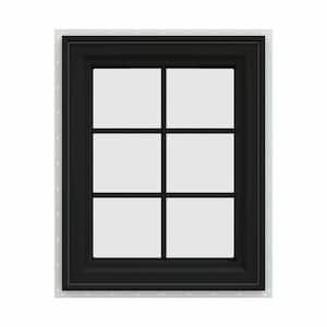 24 in. x 30 in. V-4500 Series Bronze FiniShield Vinyl Right-Handed Casement Window with Colonial Grids/Grilles
