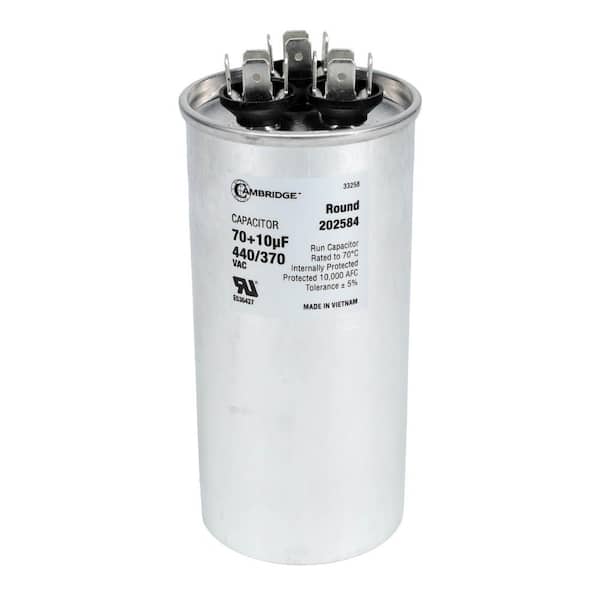 2.17 in. x 2.17 in. x 4.53 in. Aluminum 70 Plus 10 MFD, 440-Volt/370-Volt Dual Round Run Capacitor (1-Pack)