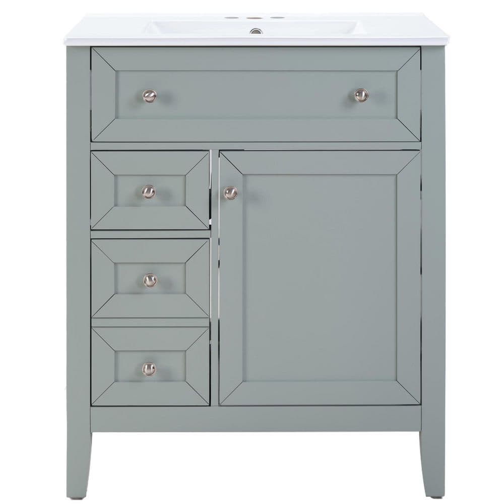 30 in. Freestanding Gray Bath Vanity with White Ceramic Top Assembled price history on PriceWatchPro