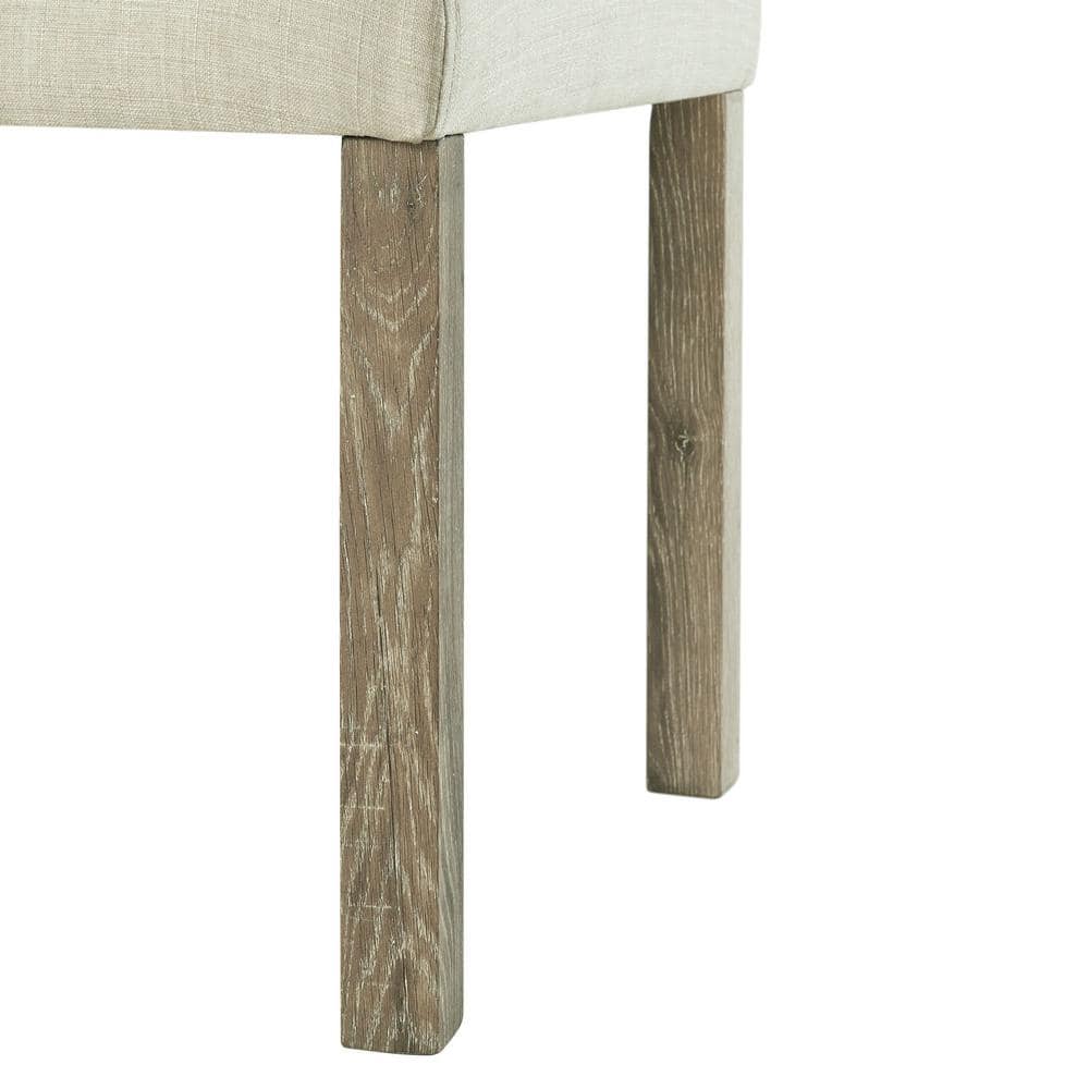 Gray Linen Upholstered Wood Side Chair Set