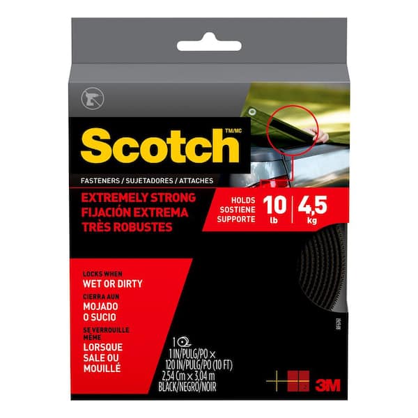 3M Scotch 1 in. x 10 ft. Black Extreme Fasteners (1 Set-Pack)