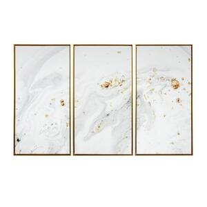 "White Marble" by Gallery 57-Floater Frame Giclee Abstract Art Print 30 in. x 48 in.