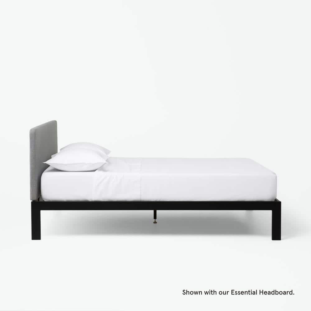 Queen Black Metal Frame Platform Bed with Slats