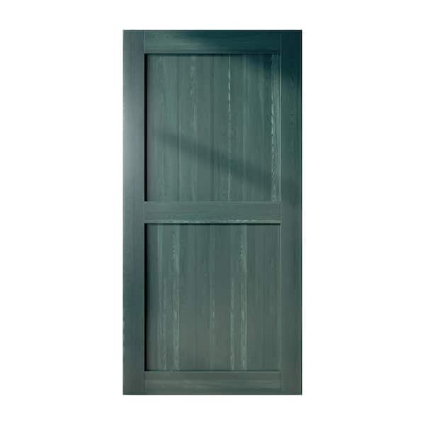 HOMACER 60 in. x 84 in. H-Frame Royal Pine Solid Natural Pine Wood Panel Interior Sliding Barn Door Slab with H-Frame