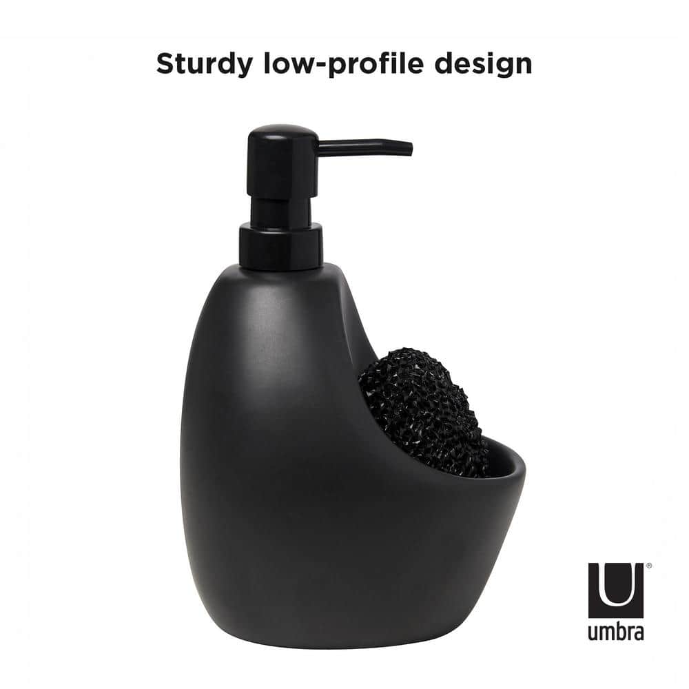 Black Stainless Steel Soap Dispenser with Scrubby Caddy