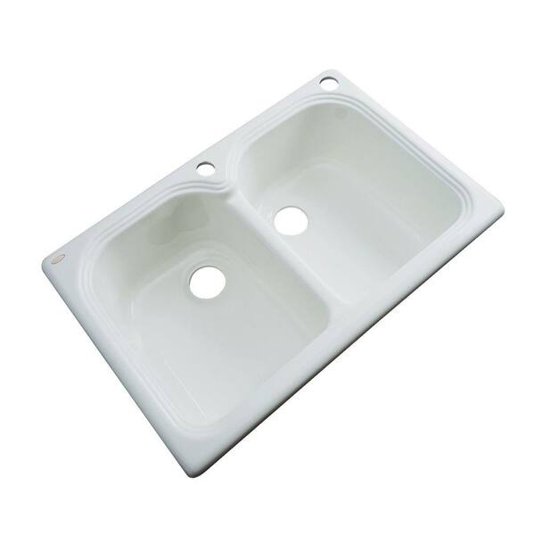 Thermocast Hartford Drop-In Acrylic 33 in. 2-Hole Double Bowl Kitchen Sink in STERLING Silver