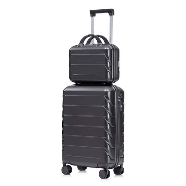 Lavor 2-Piece Dark Gray ABS Hardside Spinner Wheel Luggage Set with Combination Lock and Cosmetic Case