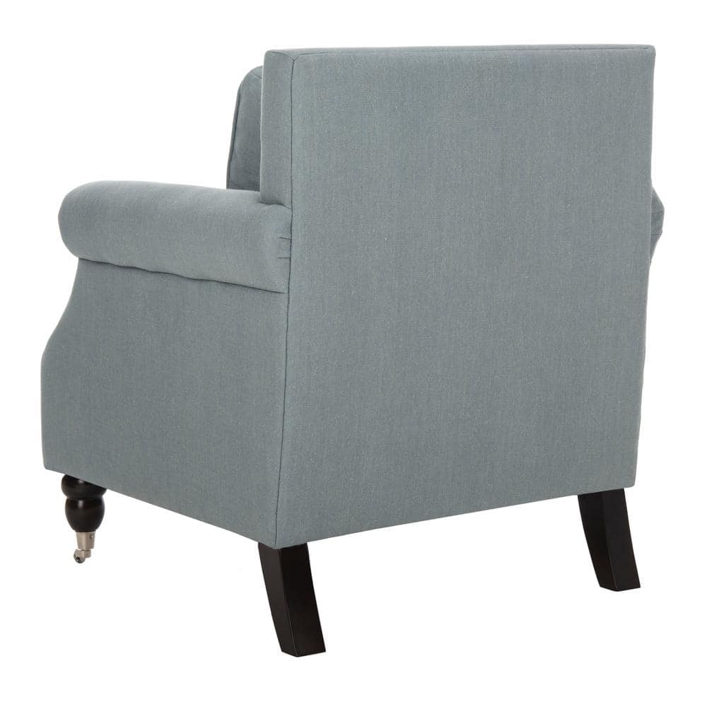 Sky Blue Linen Arm Chair with Nailhead Trim