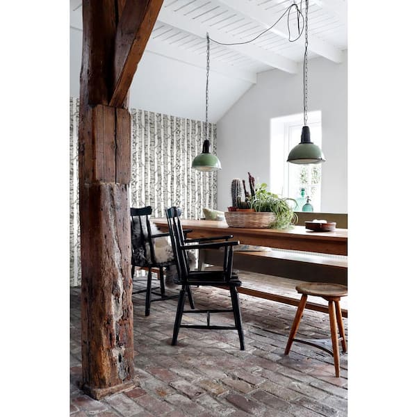 Merman Light Grey Birch Tree Paper Strippable Wallpaper (Covers 56.4 sq. ft.)