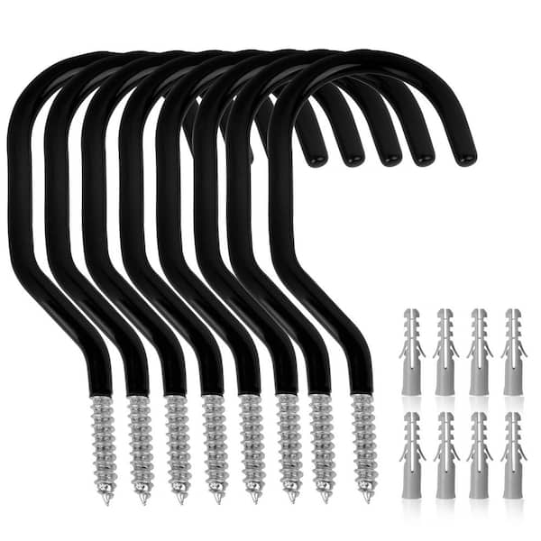 6 in. Heavy Duty Bike Hook, Loading Capacity 100 LBS Bike Hooks for Garage Wall and Garage Ceiling, Black (8-Pack)
