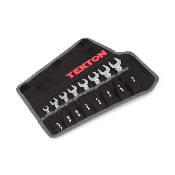 TEKTON 5/16 in. to 3/4 in. Stubby Reversible Ratcheting Combination Wrench Set Pouch (8-Piece)