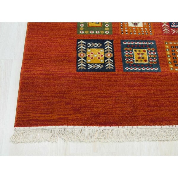 Rust 5 ft. x 8 ft. Bohemian Gabbeh Design Rug Area Rug