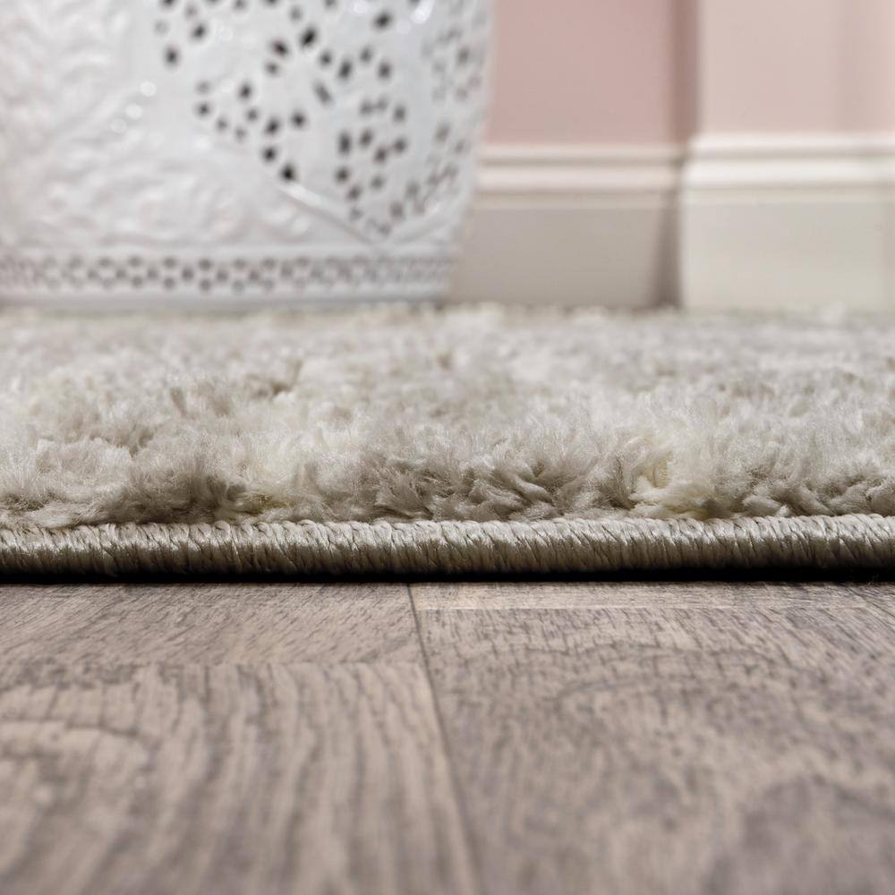 Gray and Ivory Rectangular Shag Area Rug