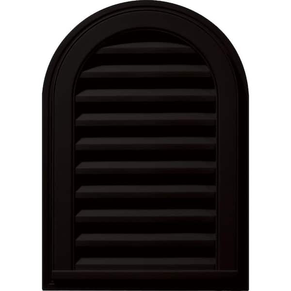 Builders Edge 14 in. x 22 in. Round Top Black Plastic UV Resistant Gable Louver Vent