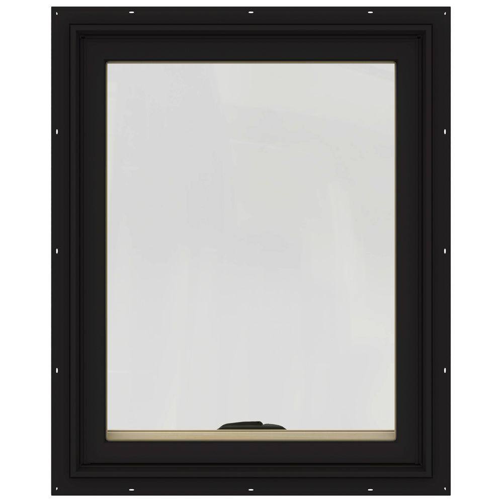 JELDWEN 24 in. x 30 in. W2500 Series Black Painted Clad Wood Awning Window w/ Natural Interior