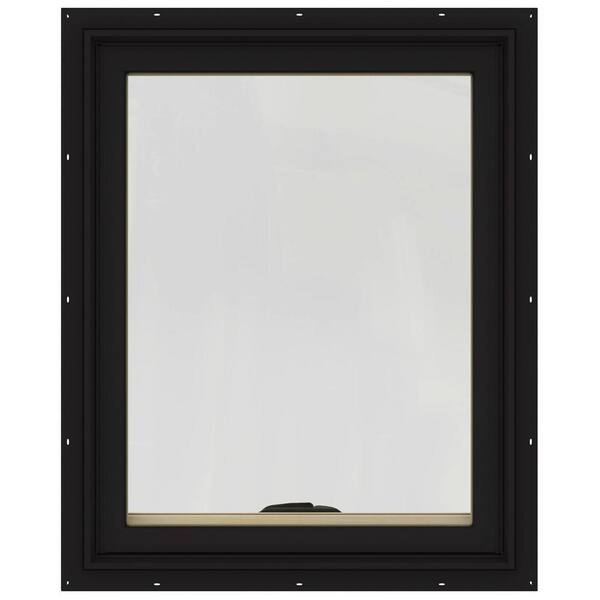 JELD-WEN 24 in. x 30 in. W-2500 Series Black Painted Clad Wood Awning Window w/ Natural Interior and Screen