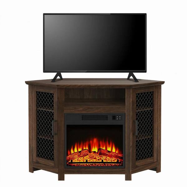 IHOMEadore 44.8 in. W Corner Fireplace TV Stand Media Console with